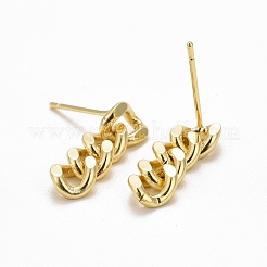 Brass Cuban Link Chain Shape Danlge Stud Earrings&nbsp;EJEW-C015-01G