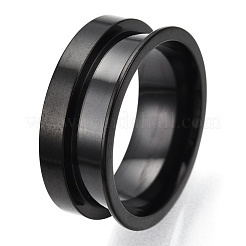 201 Stainless Steel Grooved Finger Ring Settings&nbsp;STAS-TAC0007-01B