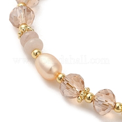 Natural Pearl & Pink Aventurine Beaded Bracelets&nbsp;BJEW-C051-40G