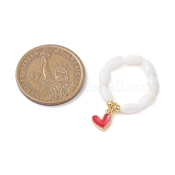 Natural Shell with Brass Enamel Pendant Finger Rings for Couples&nbsp;RJEW-TA00230