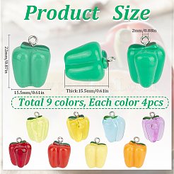 36Pcs 9 Colors Resin Imitation Vegetable Pendants&nbsp;RESI-SC0003-13