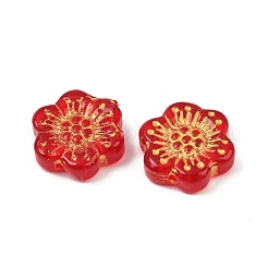 Baking Paint and Golden Metal Enlaced Glass Beads&nbsp;DGLA-T004-09H