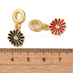 Rack Plating Brass Pave Clear Cubic Zirconia European Dangle Charms&nbsp;KK-P279-01G