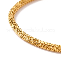 PVD Vacuum Plating 304 Stainless Steel Round Charm Slider Bracelet with Round Mesh Chain for Women&nbsp;BJEW-C013-02G