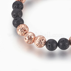 Natural Lava Rock Beaded Stretch Bracelet&nbsp;BJEW-P233-A04