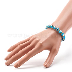 Handmade Evil Eye Lampwork Beaded Stretch Bracelets&nbsp;BJEW-JB06463-02