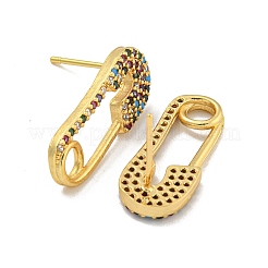 Rack Plating Brass Micro Pave Clear Cubic Zirconia Stud Earring&nbsp;EJEW-C102-03G