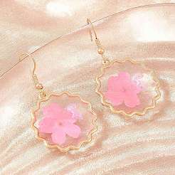Alloy & Dried Flower Dangle Earrings&nbsp;AL-Z001-03G