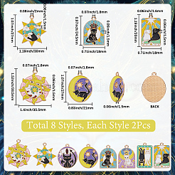 16Pcs 8 Styles Alloy Enamel Pendats&nbsp;ENAM-SC0006-39