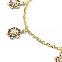 Alloy Rhinestone Snowflake Charm Bracelet with Acrylic Imitation Pearl Beaded&nbsp;BJEW-JB09786