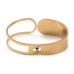 Hollow Out 304 Stainless Steel Wide Cuff Bangles&nbsp;BJEW-G689-01G