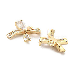Brass Micro Pave Clear Cubic Zirconia Charms&nbsp;KK-C054-04G