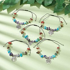 Chakra Natural & Synthetic Gemstone Braided Bead Bracelets&nbsp;BJEW-JB09824