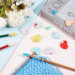 Silicone Heart & Synthetic Rubber Cone Knitting Needle Point Protectors&nbsp;DIY-NB0010-18