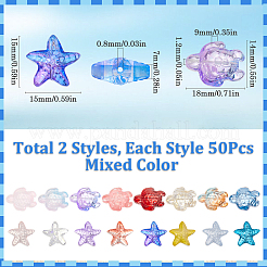 100Pcs 2 Styles Transparent Glass Beads&nbsp;GLAA-SC0002-48