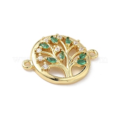 Brass Pave Clear and Green Cubic Zirconia Hollow Connector Charms&nbsp;KK-S337-05G