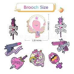 7Pcs 7 Style Heart & Moon & Lip & Rugosa Rose Enamel Pin&nbsp;JEWB-SZ0001-81