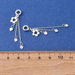 925 Sterling Silver Flower with Heart Tassel European Dangle Charms&nbsp;STER-K187-01S