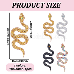 4Pcs 4 Colors Snake Hotfix Rhinestone (Hot Melt Adhesive On The Back)&nbsp;DIY-NB0013-25
