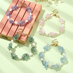 4Pcs 4 Style Natural Mixed Gemstone Chips & Pearl Beaded Bracelets Set&nbsp;BJEW-TA00349