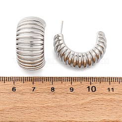Brass Stripe C-Shaped Stud Earrings&nbsp;EJEW-R025-35P