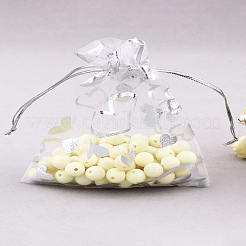 20Pcs 2 Styles Heart Printed Organza Bags&nbsp;OP-LP0001-04