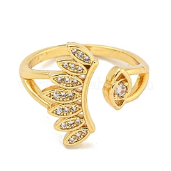 Eye Brass Micro Pave Clear Cubic Zirconia Open Cuff Rings for Women&nbsp;RJEW-L121-034G