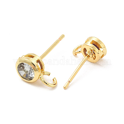 Brass Micro Pave Cubic Zirconia Stud Earring Findings&nbsp;ZIRC-P105-02G-05