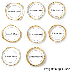 8Pcs 8 Styles Brass Round Beads Stretch Bracelets & Beaded Bracelets for Women&nbsp;HH7054-1