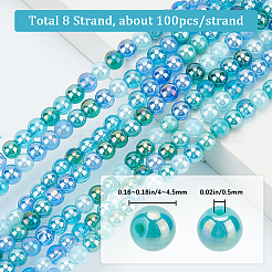 8 Strands Transperant Electroplate Glass Beads Strands&nbsp;GLAA-BBC0001-04D