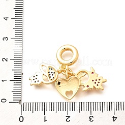 Brass Cubic Zirconia Boy & Heart & Girl European Dangle Charms&nbsp;KK-U048-24G