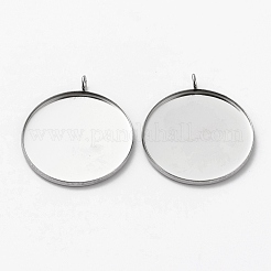 Non-Tarnish 304 Stainless Steel Pendant Cabochon Settings&nbsp;LS-STAS-L253-011B-P