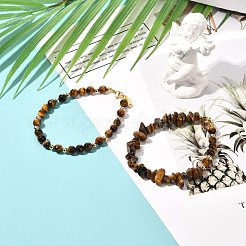 Natural Tiger Eye Beaded Bracelets Set&nbsp;BJEW-JB07023