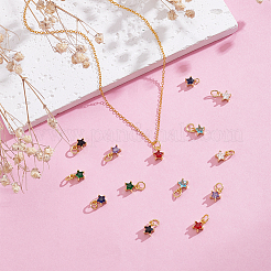 14Pcs 7 Colors Brass Micro Pave Cubic Zirconia Pendants&nbsp;KK-AR0004-77