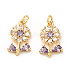 Brass Micro Pave Lilac Cubic Zirconia Pendants&nbsp;X-ZIRC-P086-21G