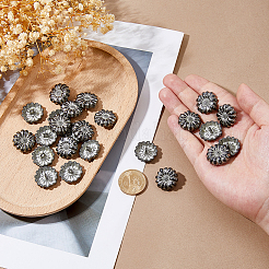 24Pcs 1-Hole Tibetan Style Alloy Shank Buttons&nbsp;BUTT-FH0001-022AS