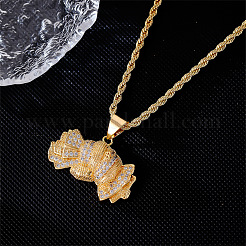 Brass Pave Clear Cubic Zirconia Dollar Pendant Necklaces for Men&nbsp;DC8712