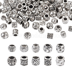 100Pcs 10 Style Tibetan Style Alloy European Beads&nbsp;FIND-CD0001-34