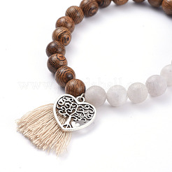 Natural White Jade(Dyed) Beads Stretch Charm Bracelets&nbsp;BJEW-JB05275-01