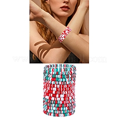 Handmade Polymer Clay Heishi Surfer Stretch Bracelets Set&nbsp;BJEW-SW00099-01