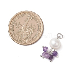 Natural Green Aventurine & Garne & Amethyst & Rose Quartz & Apatite Faceted Round & Potato Pearl Pendants&nbsp;PALLOY-JF04750-01