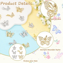 6Pcs 6 Styles Brass Micro Pave Clear Cubic Zirconia Charms&nbsp;ZIRC-YW0001-37