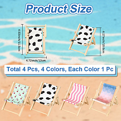 4Pcs 4 Colors Polyester & Wood Mini Chair Shape Cell Phone Stand&nbsp;AJEW-CP0012-32A