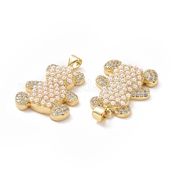 Brass Micro Pave Clear Cubic Zirconia Pendants&nbsp;ZIRC-F134-05G