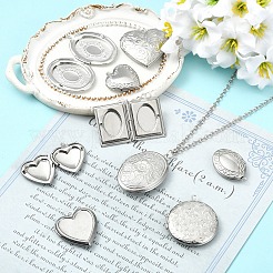 9Pcs 9 Styles Brass & 316 Stainless Steel Locket Pendants&nbsp;FIND-YW0012-03