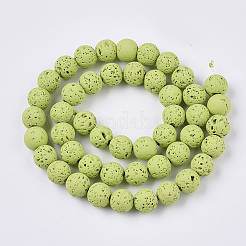 Spray Painted Natural Lava Rock Beads Strands&nbsp;X-G-N0324-C-08