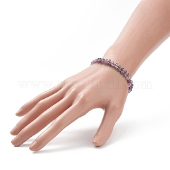Natural Amethyst Double Layer Beaded Slider Bracelet&nbsp;BJEW-JB08971-01