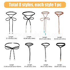 8Pcs 8 Style Faux Suede & Nylon Cord Lariat Necklaces Set&nbsp;NJEW-FI0001-32