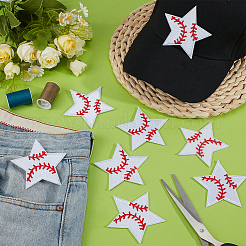 20Pcs Star with Baseball Pattern Computerized Embroidery Cloth Iron on/Sew on Patches&nbsp;PATC-BC0001-27