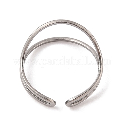 Non-Tarnish 304 Stainless Steel Double Layer Cuff Rings for Women&nbsp;RJEW-G322-01P